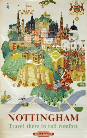 Nottingham vintage travel poster for British Railways